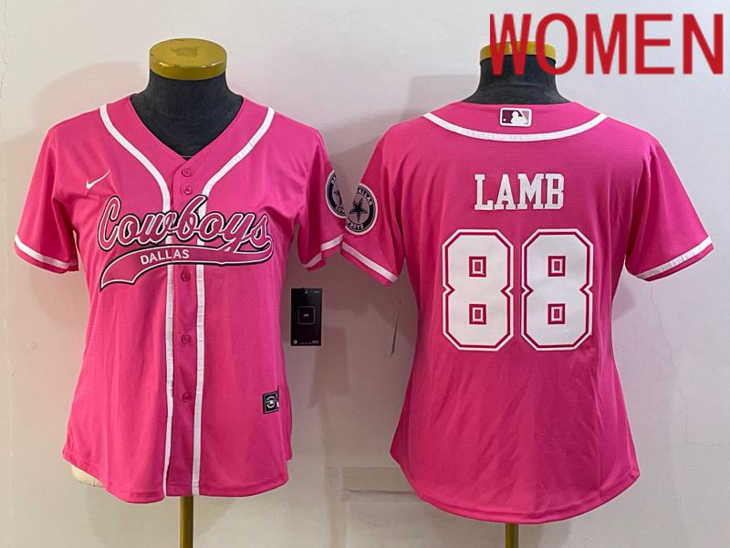 Women Dallas Cowboys #88 Lamb Pink 2022 Nike Co branded NFL Jersey->women nfl jersey->Women Jersey